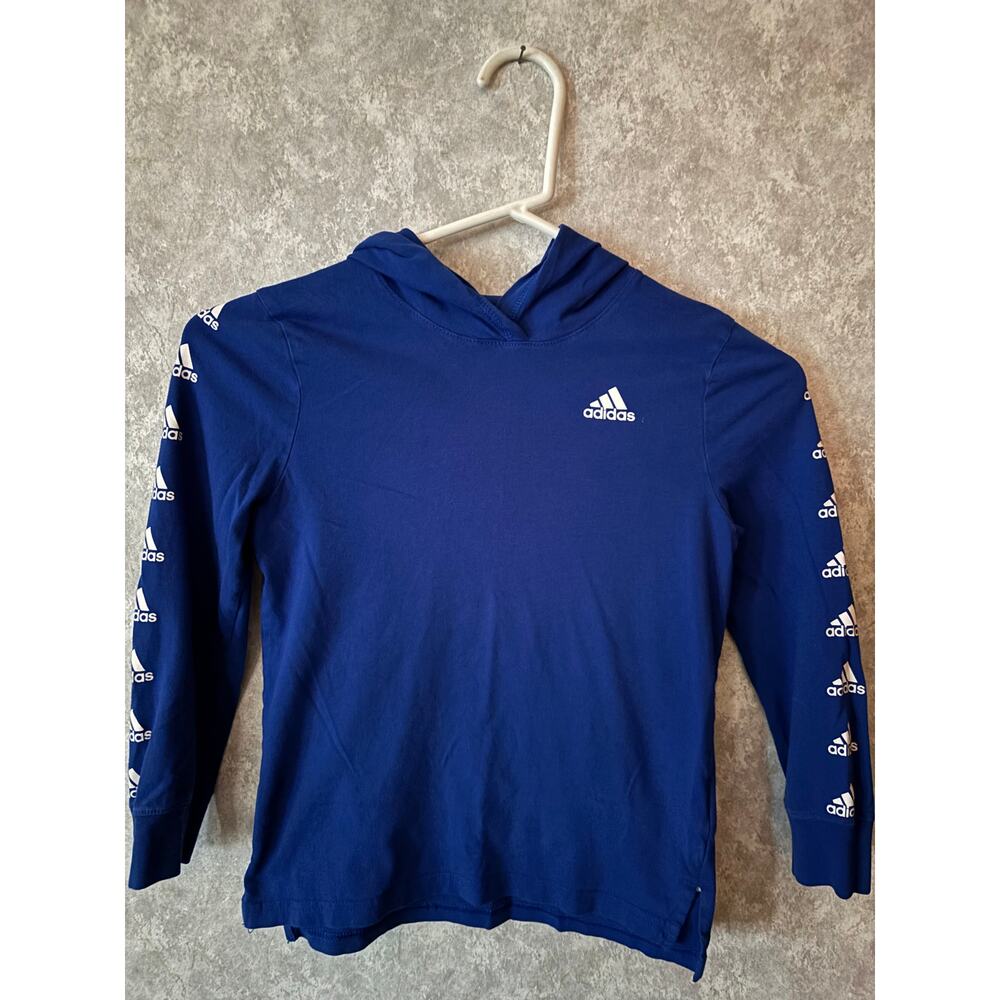 Youth Adidas Blue Pullover Hoodie in Blue